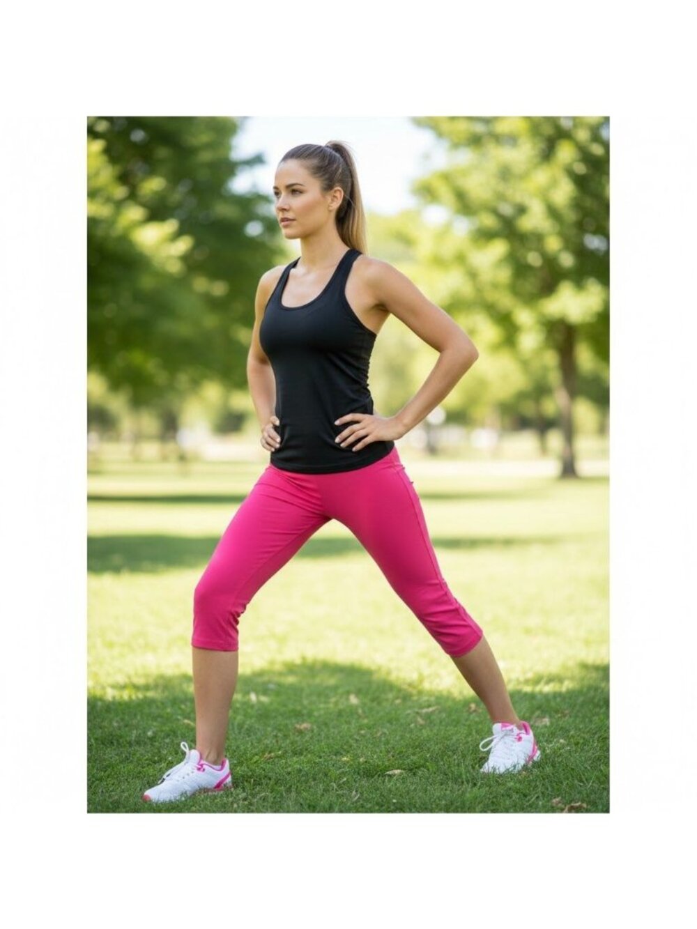 Yahada Womens Fuchsia Stretchy Cropped Pants O/S Nylon & Spandex